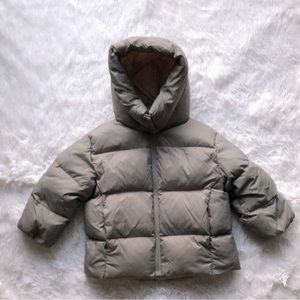 Sage Green Zara Kids Feather Puffer Jacket with Hood
